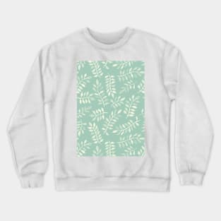 Painted Leaves - a pattern in cream on soft mint green Crewneck Sweatshirt